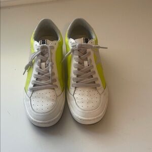 ShuShop White and Neon Yellow Sneakers